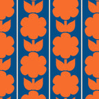 Eclectic Floral Jonnty Flowers and Stripes Orange and Blue Pattern Coffee Mug Gallery Image 2