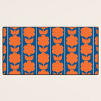 Eclectic Floral Jonnty Flowers and Stripes Orange and Blue Pattern Desk Mat Gallery Image 3
