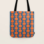 Eclectic Floral Jonnty Flowers and Stripes Orange and Blue Pattern Tote Bag Gallery Image 1