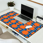 Eclectic Floral Jonnty Flowers and Stripes Orange and Blue Pattern Desk Mat Gallery Image 2