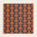 Eclectic Floral Jonnty Flowers and Stripes Orange and Blue Pattern Wood Wall Art Gallery Image 1