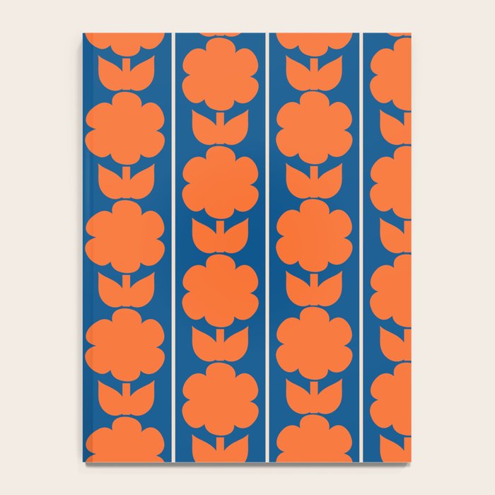 Eclectic Floral Jonnty Flowers and Stripes Orange and Blue Pattern Notebook Gallery Image 4