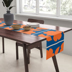 Eclectic Floral Jonnty Flowers and Stripes Orange and Blue Pattern Table Runner Gallery Image 2