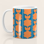 Eclectic Floral Jonnty Flowers and Stripes Orange and Blue Pattern Coffee Mug Gallery Image 3