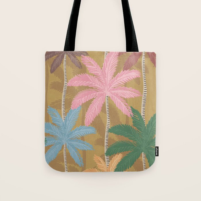 Retro Palm Springs Chic Botanicals - Golden Ochre Tote Bag Gallery Image 1