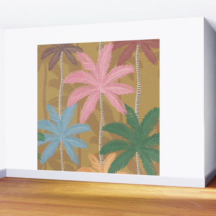 Retro Palm Springs Chic Botanicals - Golden Ochre Wall Mural Gallery Image 2