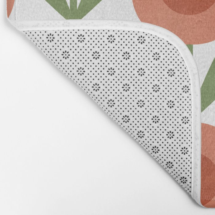 Mid Century Mod Flowers Terracotta  Bath Mat Gallery Image 2