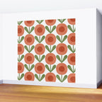 Mid Century Mod Flowers Terracotta  Wall Mural Gallery Image 2