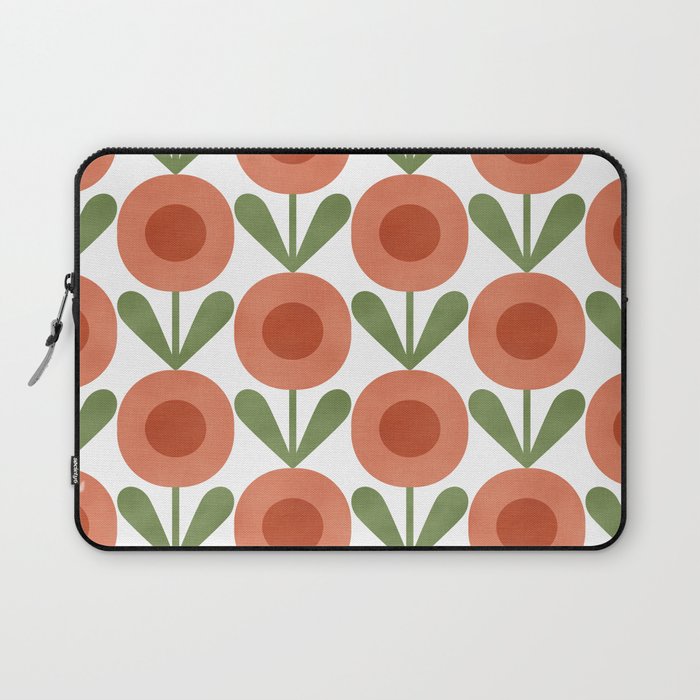 Mid Century Mod Flowers Terracotta  Laptop Sleeve Gallery Image 1