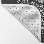 Sacred Lotus Blossom Mandala - White on Black Bath Mat Gallery Image 2