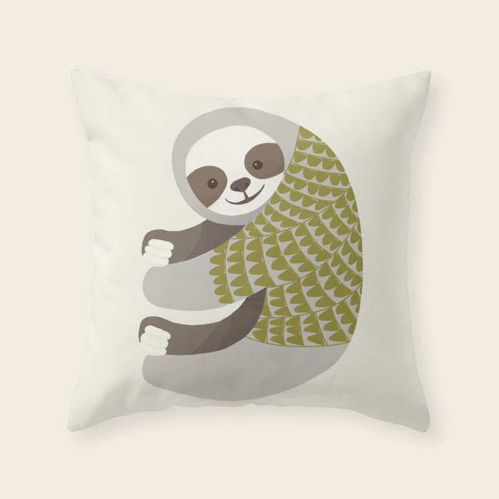 Whimsical Sloth Throw Pillow Gallery Image 6