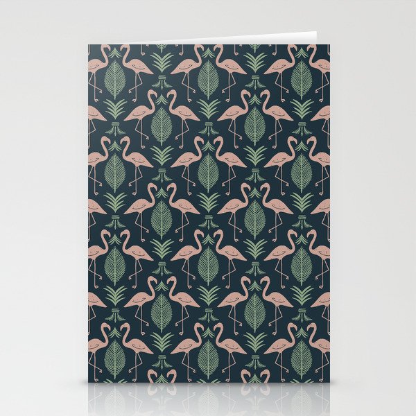 Palm Flamingos . Navy Stationery Card Gallery Image 2