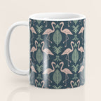 Palm Flamingos . Navy Coffee Mug Gallery Image 3