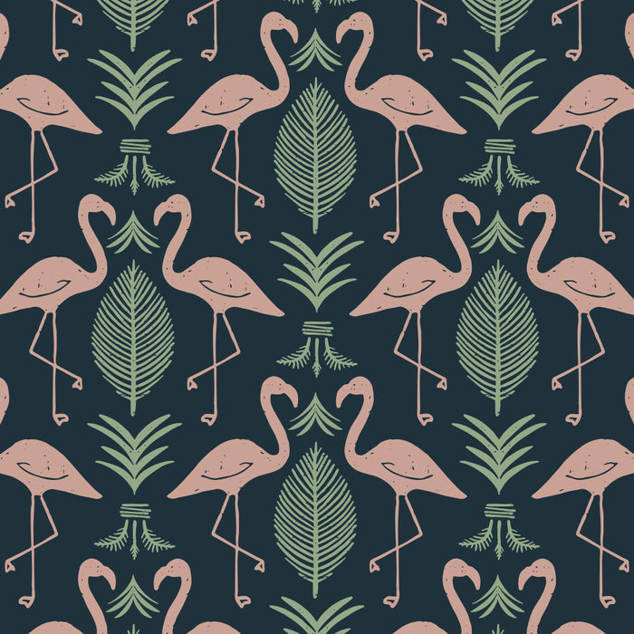 Palm Flamingos . Navy Coffee Mug Gallery Image 2