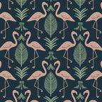 Palm Flamingos . Navy Coffee Mug Gallery Image 2