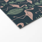 Palm Flamingos . Navy Welcome Mat Gallery Image 2