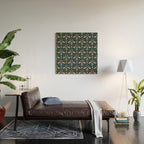 Palm Flamingos . Navy Wood Wall Art Gallery Image 2