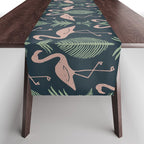 Palm Flamingos . Navy Table Runner Gallery Image 1