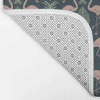 Palm Flamingos . Navy Bath Mat Gallery Image 2