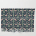 Palm Flamingos . Navy Wall Hanging Gallery Image 1