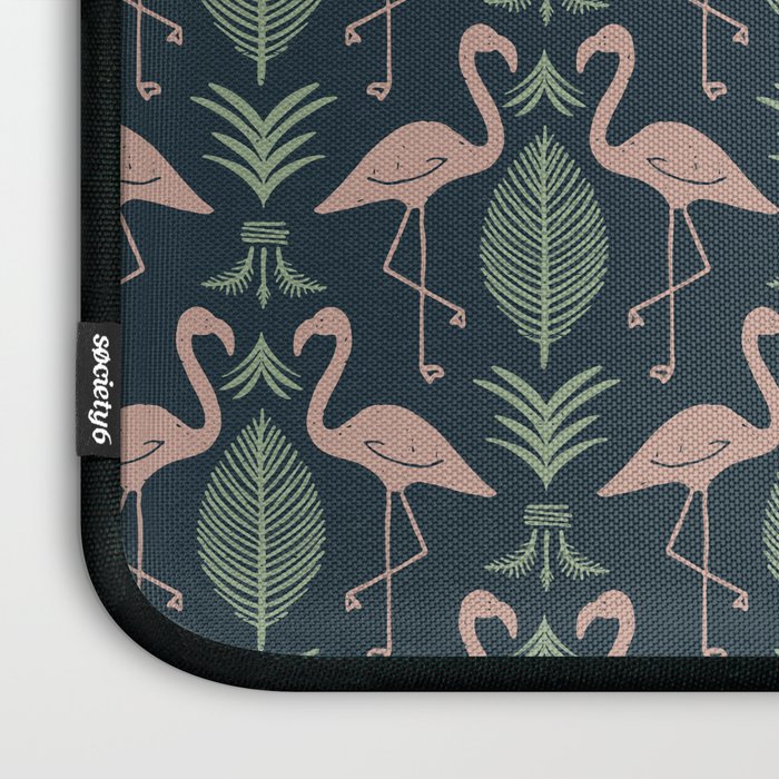 Palm Flamingos . Navy Laptop Sleeve Gallery Image 3