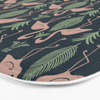 Palm Flamingos . Navy Bath Mat Gallery Image 3