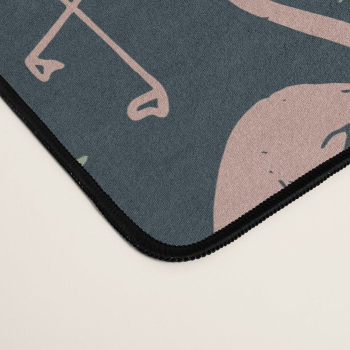 Palm Flamingos . Navy Desk Mat Gallery Image 4