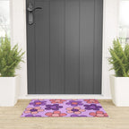 Groovy Flowers Print in Purple Welcome Mat Gallery Image 3