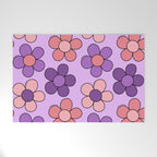 Groovy Flowers Print in Purple Welcome Mat Gallery Image 1