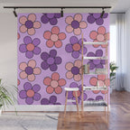 Groovy Flowers Print in Purple Wall Mural Gallery Image 1