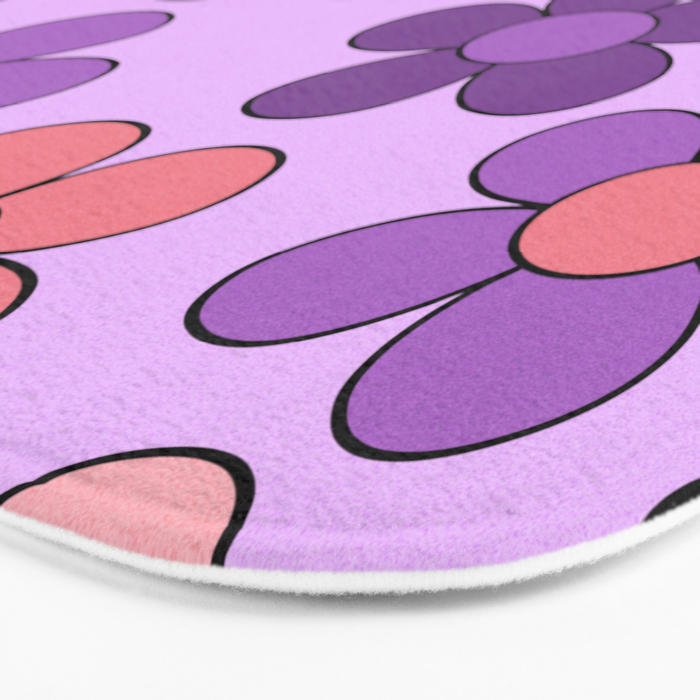 Groovy Flowers Print in Purple Bath Mat Gallery Image 3