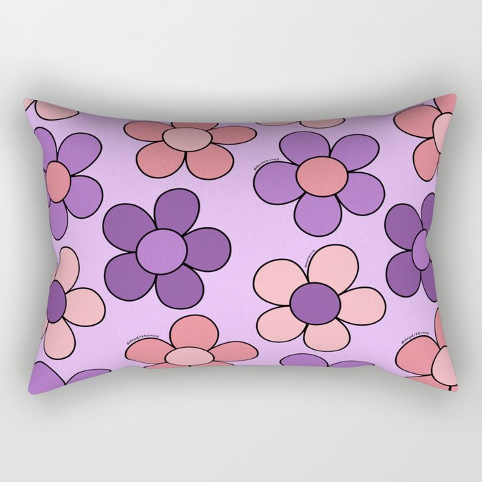 Groovy Flowers Print in Purple Rectangular Pillow Gallery Image 2