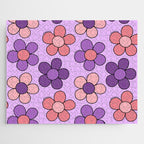 Groovy Flowers Print in Purple Jigsaw Puzzle Gallery Image 1
