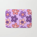 Groovy Flowers Print in Purple Bath Mat Gallery Image 1