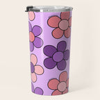 Groovy Flowers Print in Purple Travel Mug Gallery Image 3
