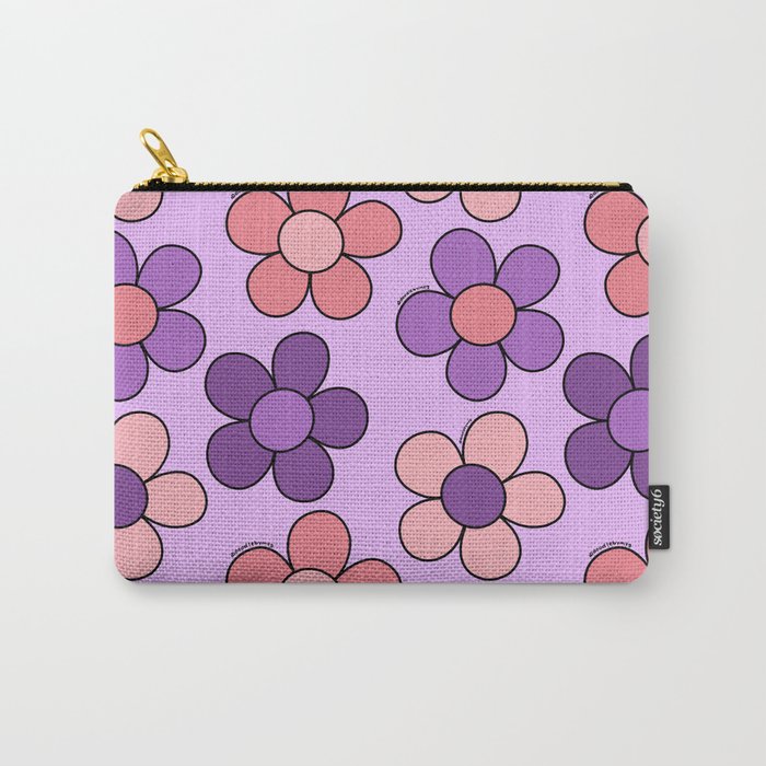 Groovy Flowers Print in Purple Carry All Pouch Gallery Image 1