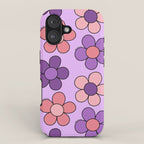 Groovy Flowers Print in Purple iPhone Case Gallery Image 1