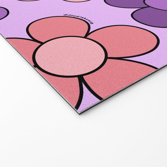 Groovy Flowers Print in Purple Welcome Mat Gallery Image 2