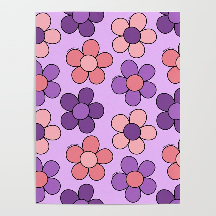 Groovy Flowers Print in Purple Poster Gallery Image 4