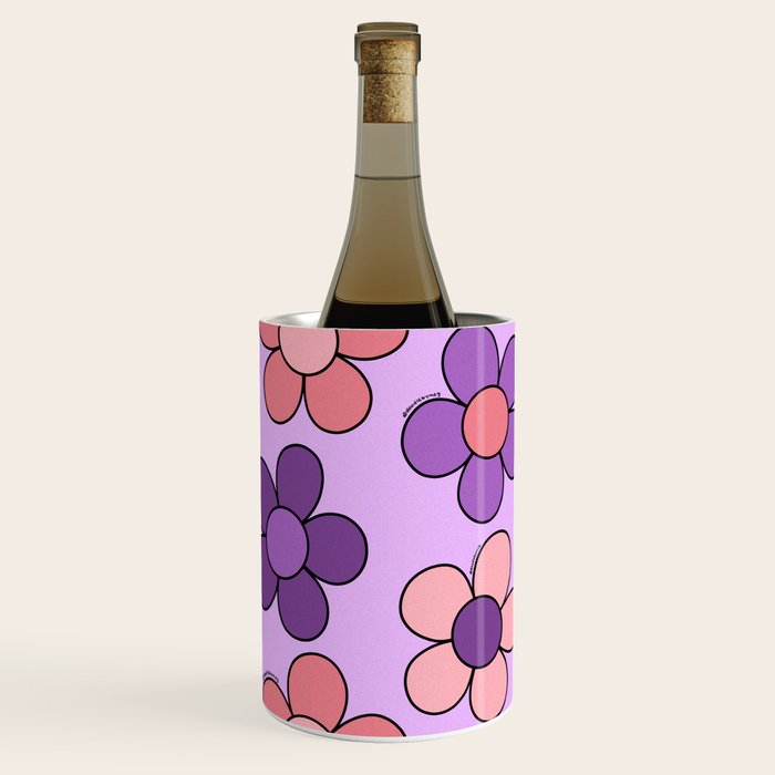Groovy Flowers Print in Purple Wine Chiller Gallery Image 1