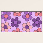 Groovy Flowers Print in Purple Desk Mat Gallery Image 3