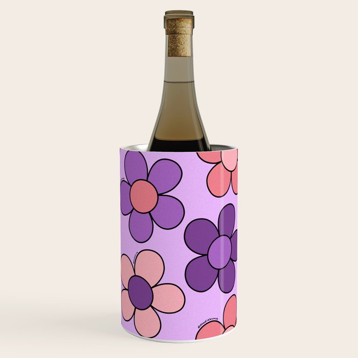 Groovy Flowers Print in Purple Wine Chiller Gallery Image 2