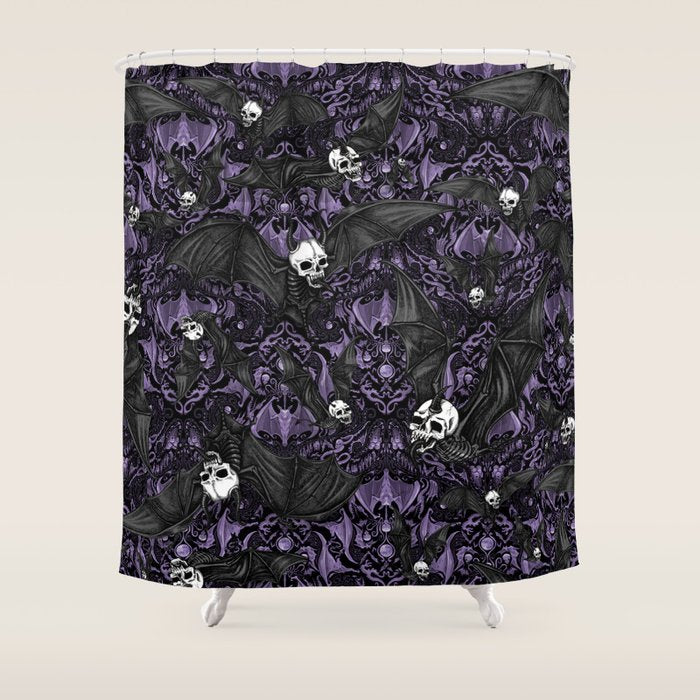 Skelebats - Royal Purple Shower Curtain Gallery Image 1