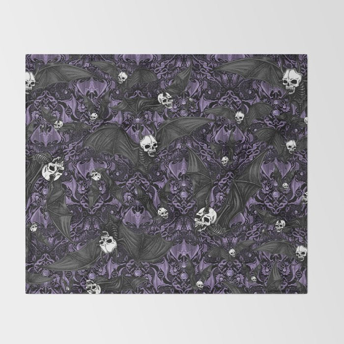 Skelebats - Royal Purple Throw Blanket Gallery Image 2