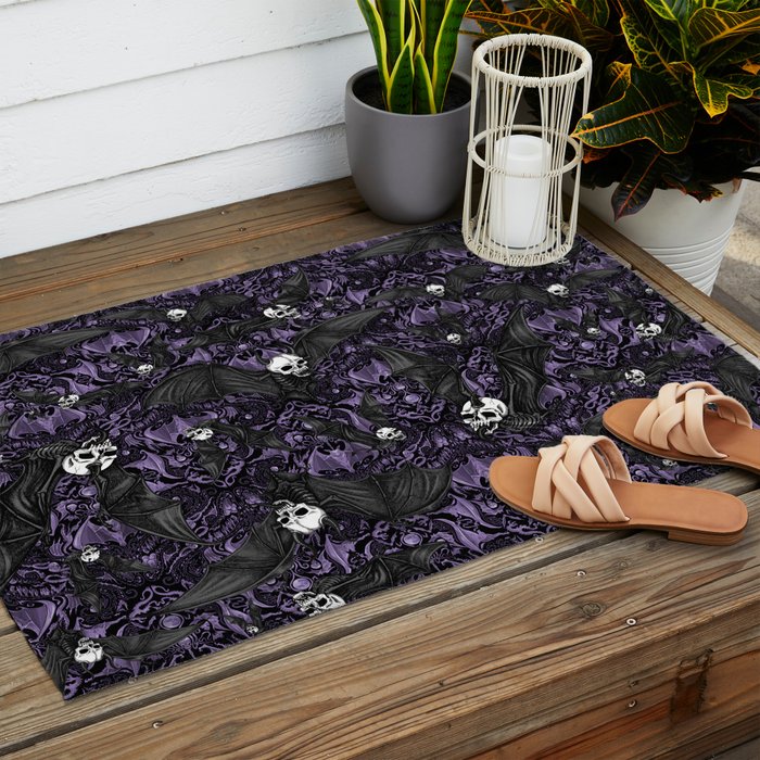 Skelebats - Royal Purple Outdoor Rug Gallery Image 2