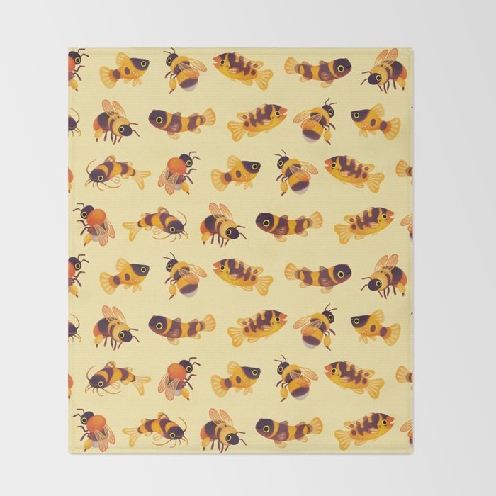 Bumblebee and fish Throw Blanket Gallery Image 2