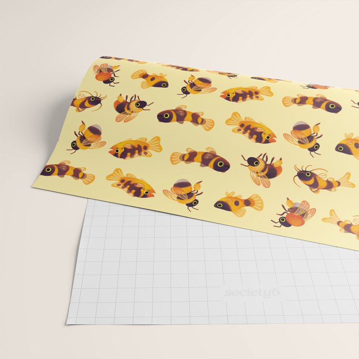 Bumblebee and fish Wrapping Paper Gallery Image 2