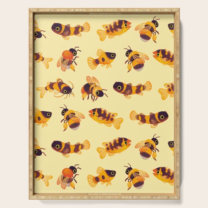 Bumblebee and fish Serving Tray Gallery Image 1