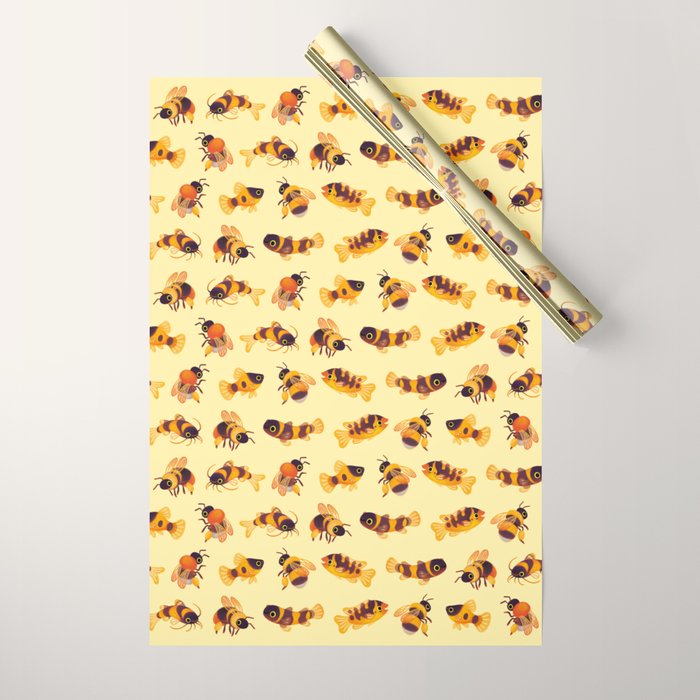 Bumblebee and fish Wrapping Paper Gallery Image 1