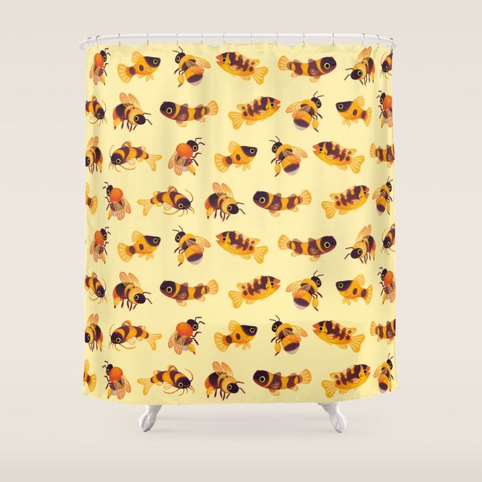 Bumblebee and fish Shower Curtain Gallery Image 1